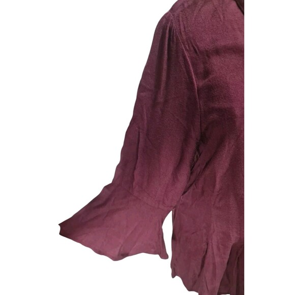 TORRID Fitflare Brushed Rayon Acrylic Flannel Top Plus Size 3X Burgundy  81P - Picture 4 of 7